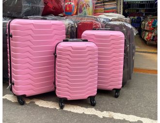 Комплект из 3х чемоданов Корона Самсон abs S,M,L розовый
