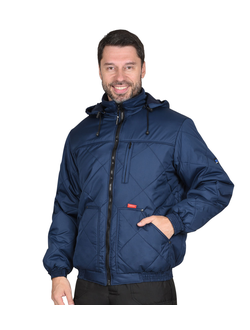 Куртка "ПРАГА-Люкс" короткая с капюшоном, темно-синяя