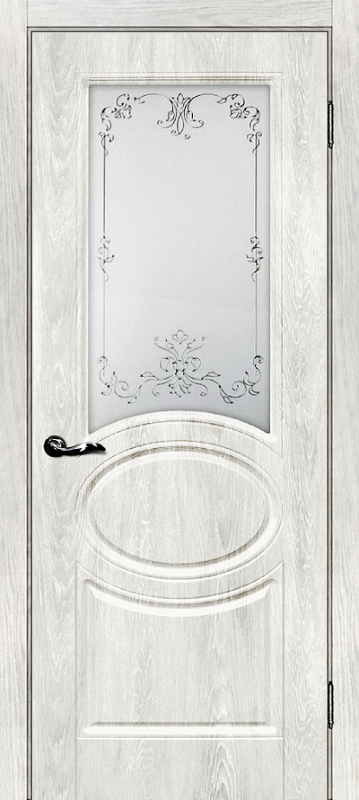 Дверь Сиена-1 Дуб жемчужный со стеклом