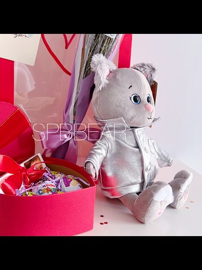 Подарочный набор №17 - Плюшевый котик на выбор, Лаванда, Киндер бокс средний