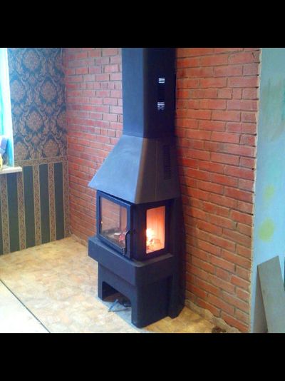 Экокамин Бавария три стекла черный