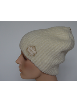 Белая женская шапка однослойная с отворотом Vizio Италия 6963 CRYO