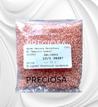 Бисер чешский круглый preciosa 10/0, светло-персиковый (38687), 50 грамм