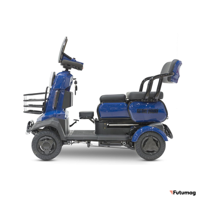 Электроскутер четырехколесный Rutrike Квадро синий