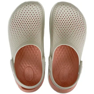 CROCS LITERIDE CLOG КРЕМОВЫЕ С РОЗОВЫМ