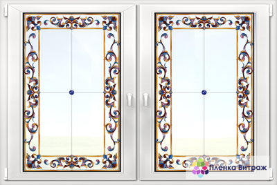 Витражная пленка, витражная пленка самоклеющаяся, пленочный витраж с классическим рисунком матовая