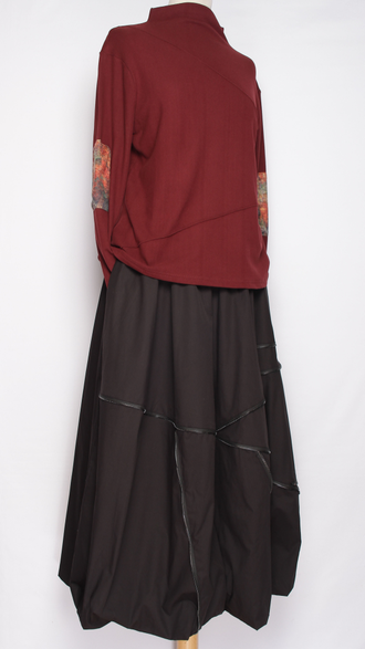 Юбка хлопок "Тюльпан молнии" хаки, черная до р.54