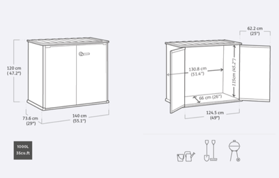 Ящик-шкаф Кортина Белла 1000 л серый