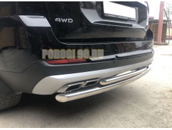 Защита заднего бампера двойная (кроме Корейских производителей авто) d60/42 для Kia Mohave (2021-...)