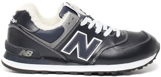 New Balance 574 Dark Blue Leather с мехом