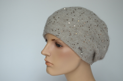 Vizio1042 B берет Италия бежевый с пайетками