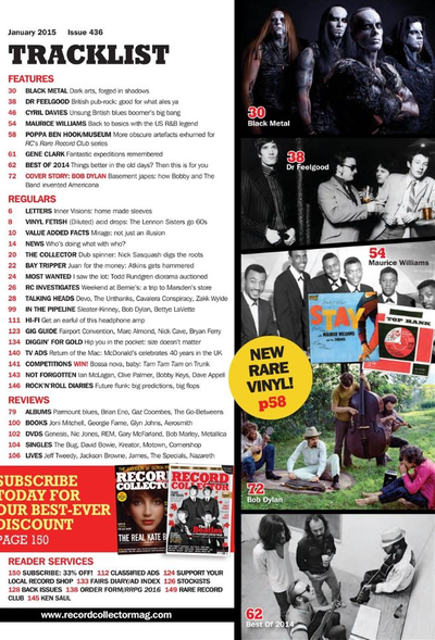 Record Collector Magazine Issue 436 January 2015 Bob Dylan, Dr Feelgood, Cyril Davies, Maurice Williams, Gene Clark, Gaz Coombes