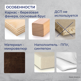 Кушетка Лилия, Коричневая/Слоновая кость Правая