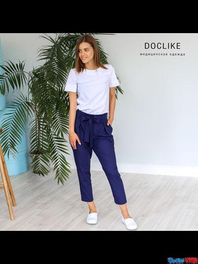 Брюки-бананы DOCLIKE DL216 Ниагара синие