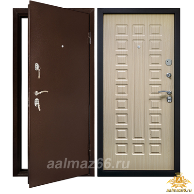 Входная металлическая дверь Соломон беленый дуб/Антик медь 2066-980