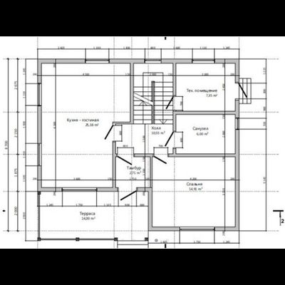 Одноэтажный каркасный дом с мансардой с тремя спальнями 130м² (SK75)