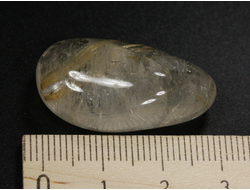 Кварц с рутилом (рутиловый), галтовка, Бразилия (30*19*12 мм, 10 г) №35193