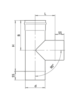 Тройник 90° Ferrum для изменения направления дымового канала