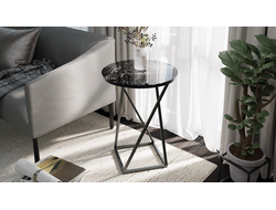 Стол журнальный со стеклянной поверхностью ДП 1-03-05 Черный/Стекло с рисунком Coffe исп.2