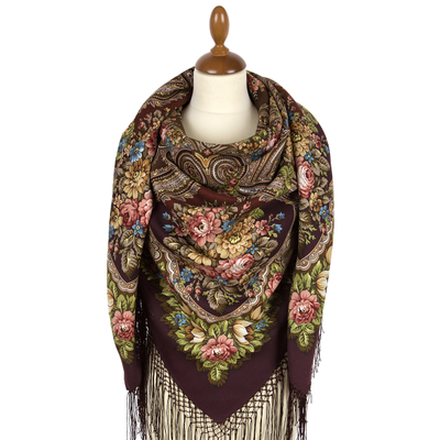 Павловопосадский платок Небесный 391-17