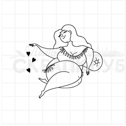 штамп Девушка полная лежит на подушке