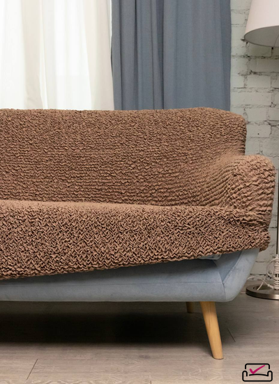 Чехол на 3х местный диван Микрофибра Капучино. Защита мягкой мебели от животных.