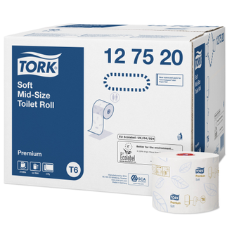 127520 Tork туалетная бумага Mid-size в миди рулонах мягкая Система T6, белая