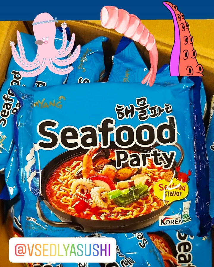 Острый рамен с морепродуктами SEAFOOD Party (Ю. Корея)