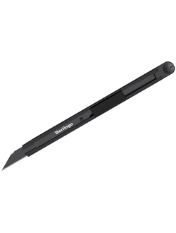 Нож канцелярский 9 мм Berlingo "DoubleBlack" метал., автофиксатор, черный (BM4129)