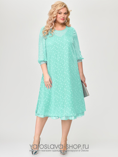 Нарядное шифоновое платье нежно-зеленого цвета