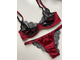 Clarissa bordeaux silk black lace