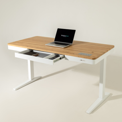 Умный стол 140×70 белый | массив дуба