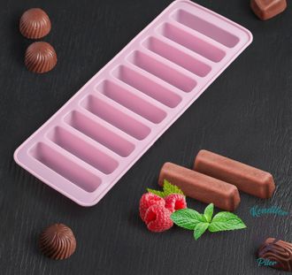 Форма для льда и шоколада «Прямоугольник», 26×9 см, 10 ячеек (7,1×1,7 см), цвет МИКС