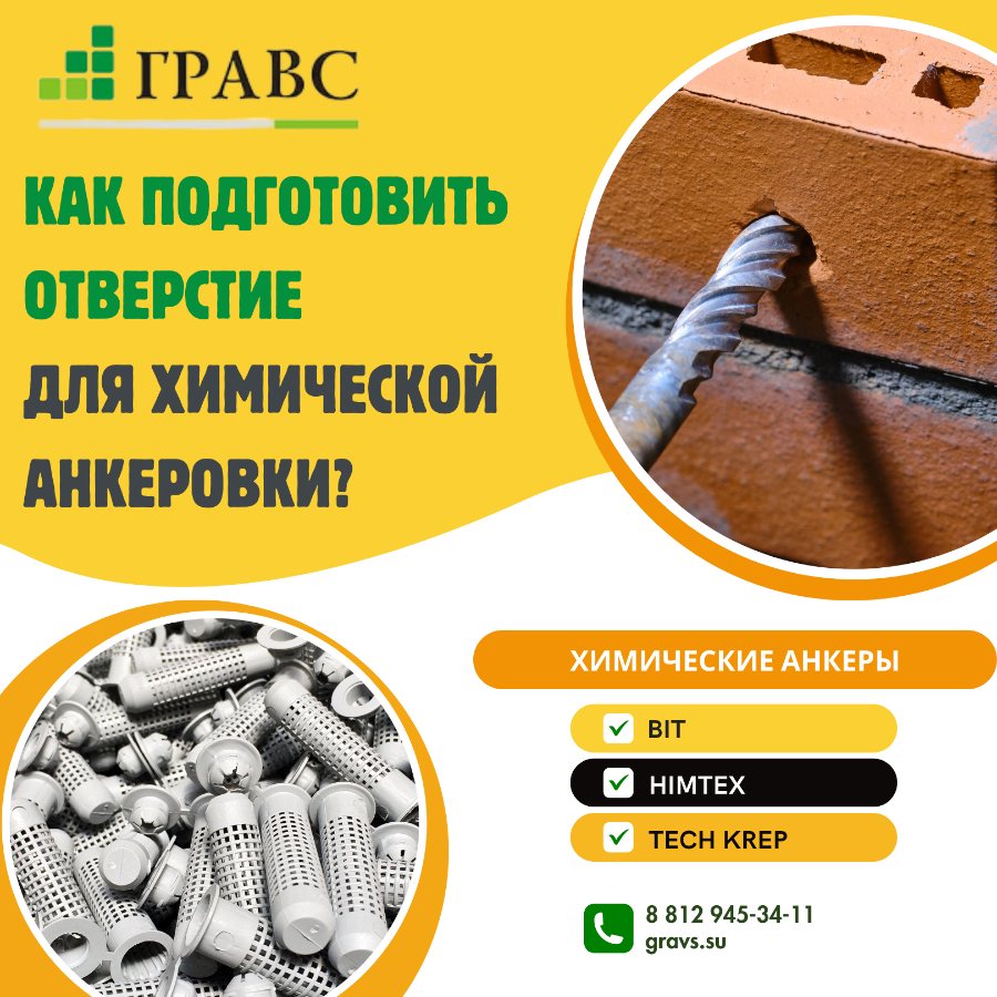 Руководство как подготовить отверстие для химической анкеровки