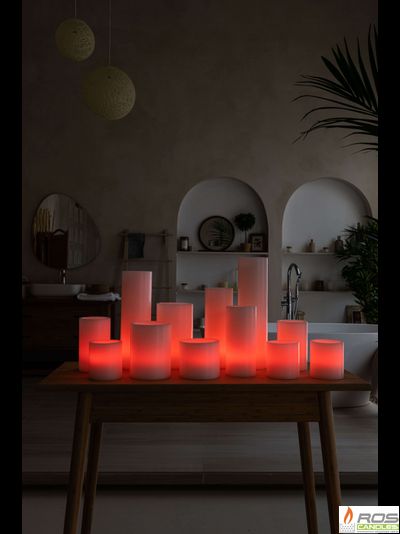 Большой набор LED свечей с парафиновыми плафонами, "Цветной"