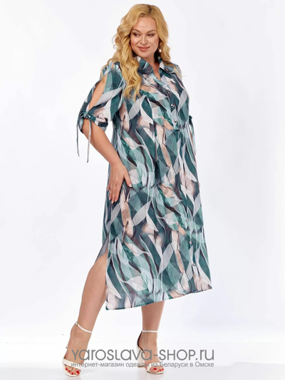 Элегантное платье свободного кроя с абстрактным принтом