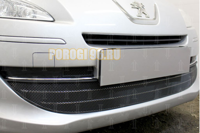 Защита радиатора Peugeot 408 2012- (3 части) black