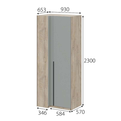 Этна шкаф угловой Дуб эндгрей/Софт грей
