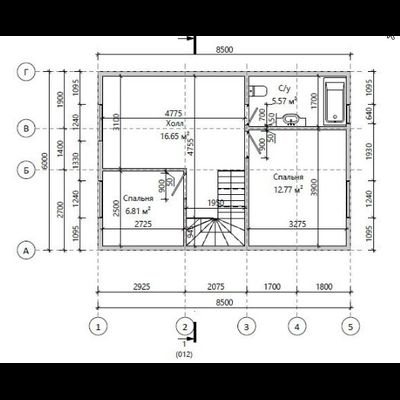 Двухэтажный каркасный дом с тремя спальнями 93м² (SK35)