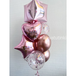 Фонтан 10 шаров "Розовый подарок"