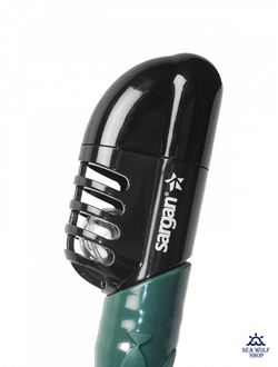 Трубка для дайвинга САРГАН "АГИДЕЛЬ" сухая 2 клапана, черно-зеленый силикон