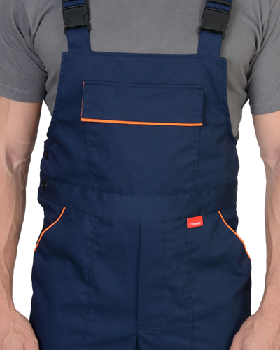 Костюм МАСТЕР летний: куртка, полукомбинезон, темно-синий с оранжевой отделкой