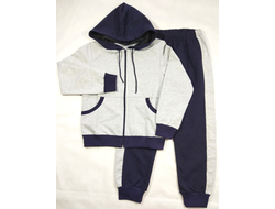 Костюм спортивный 122-164 (серый меланж/синий)