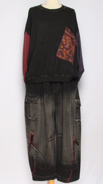 Джинсы "Карманы клапаны" черные р.48-54