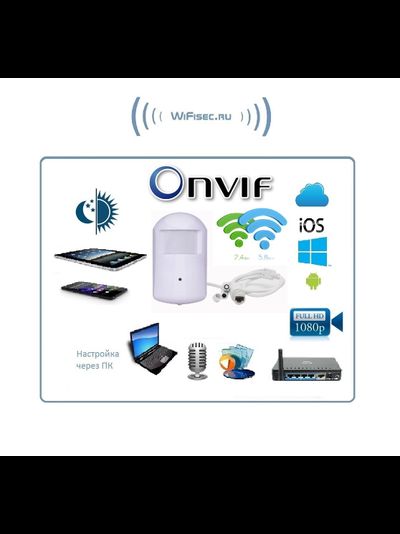 DE/GS-PRTFCMWAR(88) Видеоняня/Охранная IP WiFi (2,4/5)LAN видеокамера с ночным видением и аудиоканалом (корпус ИК датчика), встроенный DVR. Full HD (CamHi/CamHi Pro)