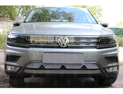 Защита радиатора Volkswagen Tiguan II 2016- chrome низ (Off-Road) с камерой PREMIUM