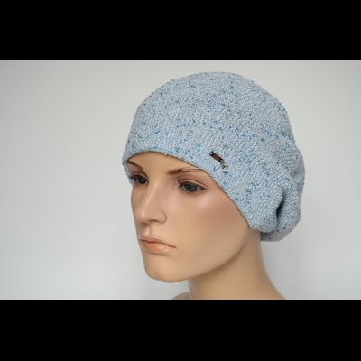 Белый берет весна - осень с голубым люрексом Vizio Италия 7078