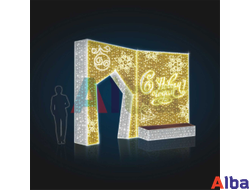 Световая фотозона с аркой и скамейкой