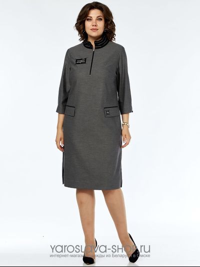 Модель: 2845. Повседневное платье прямого силуэта в серых тонах