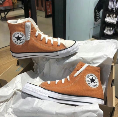 Кеды Конверс оранжевые высокие с белым 167643C фото